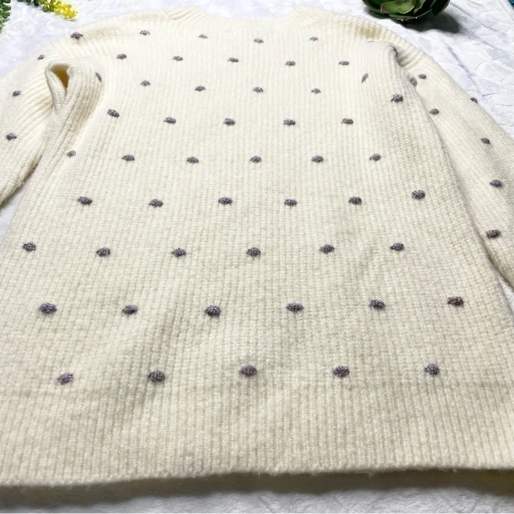 Lou & Grey Shimmer Metallic Polka Dot Wool Blend Tunic Sweater in Cream NWT XS